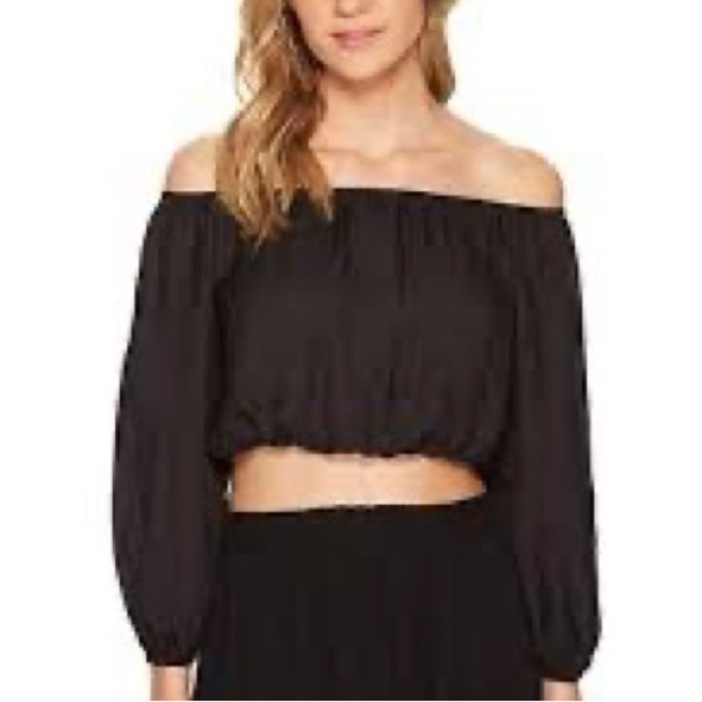 LAST CHANCE! Women's Princess Polly Black Off-the-Shoulder Long Sleeve Blouse